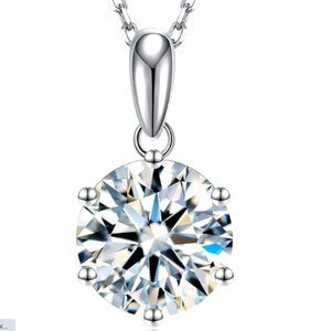 2CT Classic 6 Point Moissanite Pendant Necklace with Certificate of Authenticity